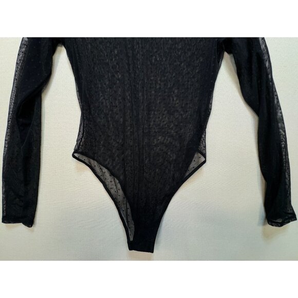 NWT La Senza Womens Long Sleeve Sheer Bodysuit Size S Black Swiss Dots Summer - Picture 13 of 13